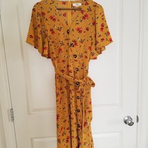 Entro Rust Floral Midi Dress